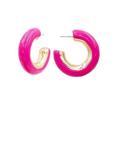 Chunky Color Enamel Hoops "Fuchsia"