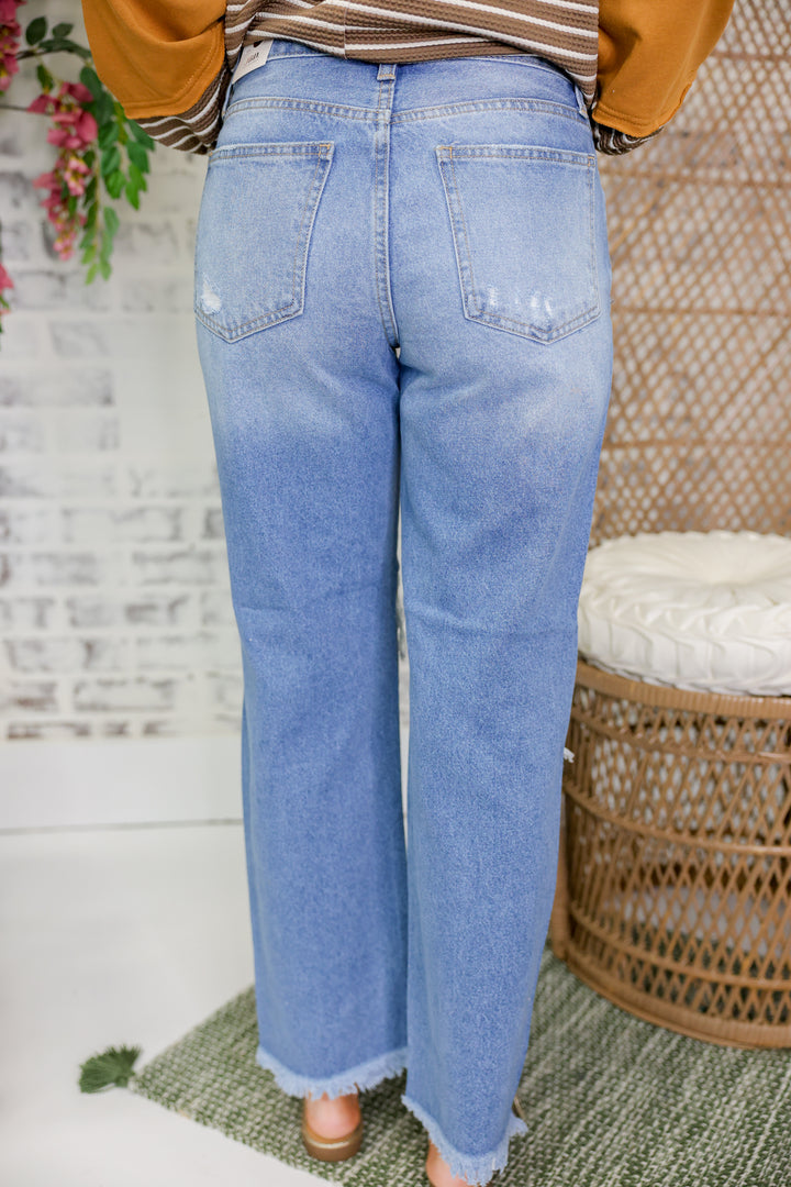 JBD - Low Rider Knee Blow Wide Jeans "Medium Denim"