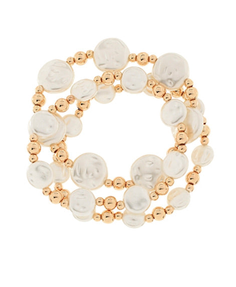 3 Row Coin Pearl Bracelet Set