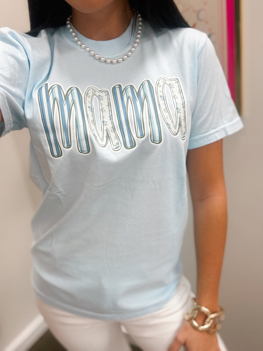 Chambray Blossom "MAMA" Tee