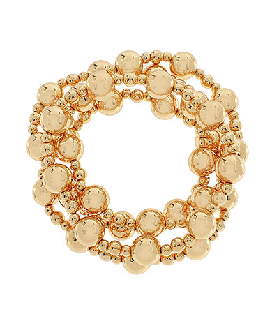 4 Row 10mm Multi CCB Ball Bracelet "Gold"