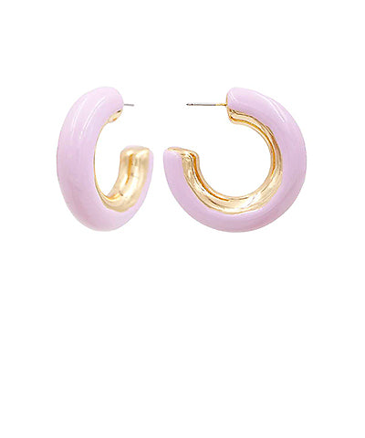 Chunky Color Enamel Hoops "Lavender"