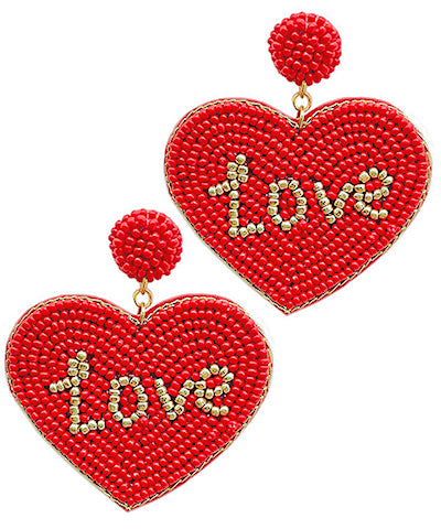 Lovely Heart Earrings "Red"