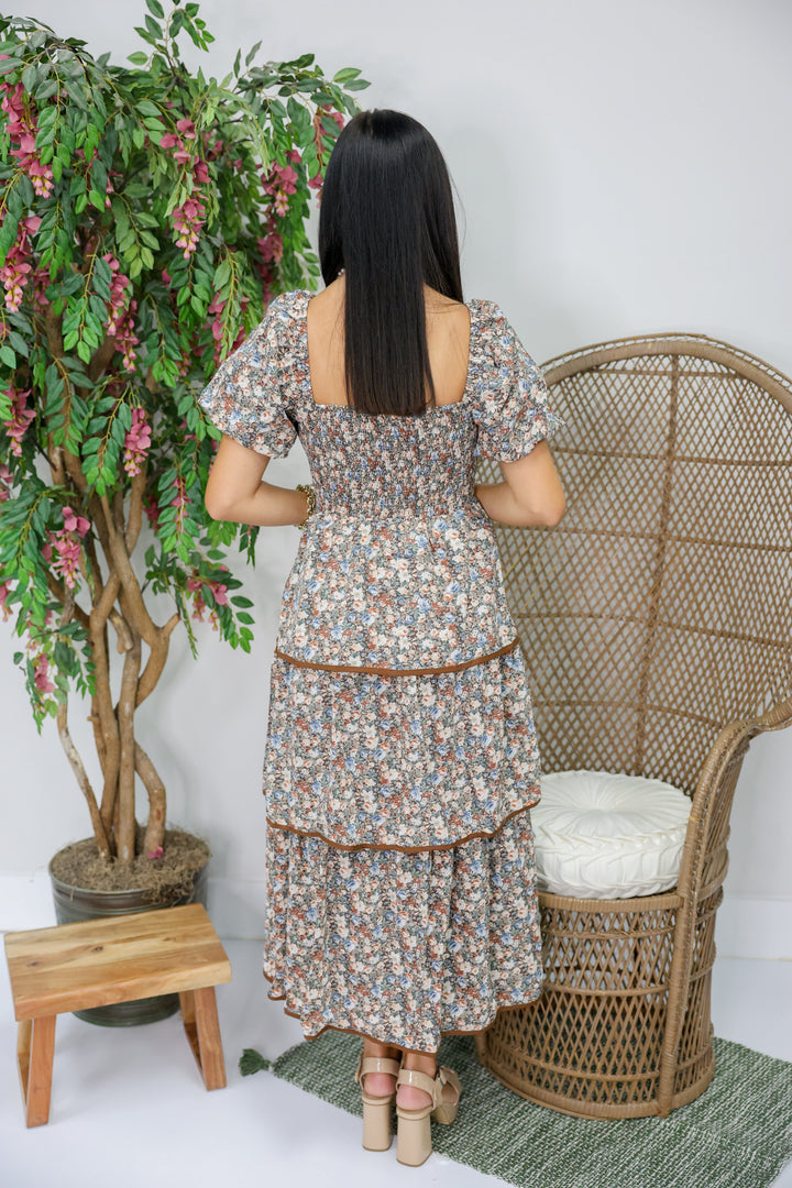 Allure Brown Ditsy Midi Dress