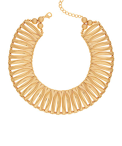 Vintage Textured Bar Linked Necklace "Gold"