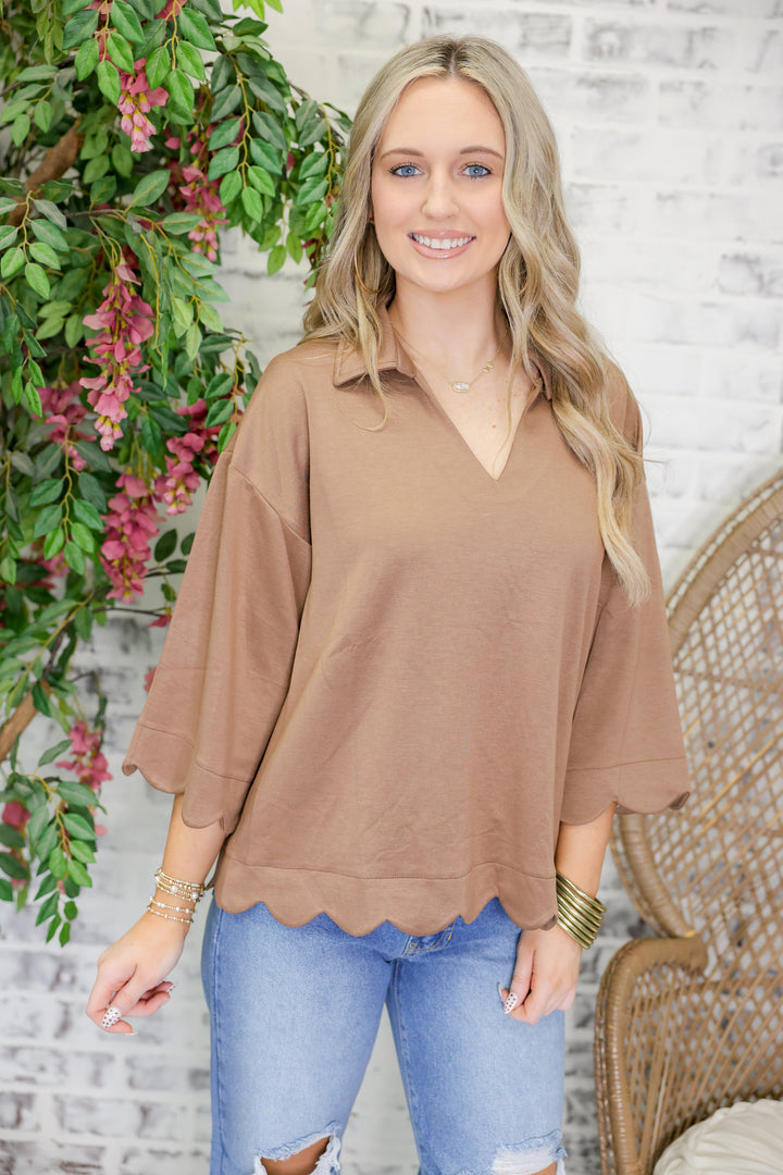 Butter Soft Scallop Edge Top "Mocha Mousse"