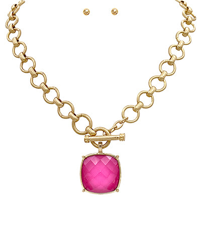 Mary Necklace "Fuchsia/Gold"