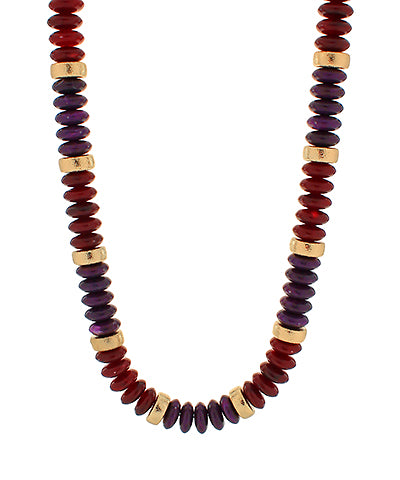 Blake Beaded Necklace "Burgundy/Gold"