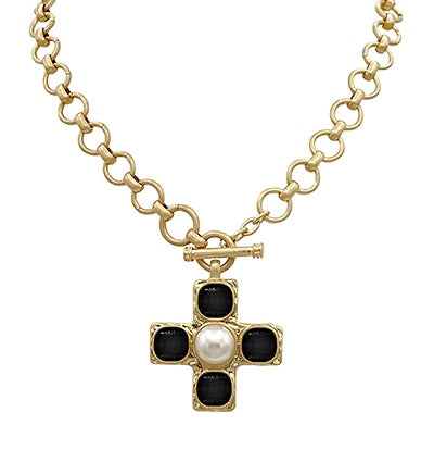 Black/Gold Cross Necklace