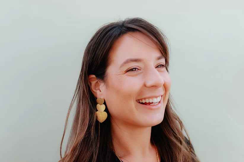 Gold Tiered Heart Earrings