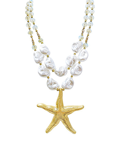 Layered & Textured Starfish Bead Necklace