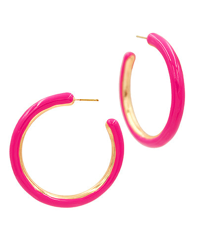 45mm Color Enamel Hoops "Fuchsia"