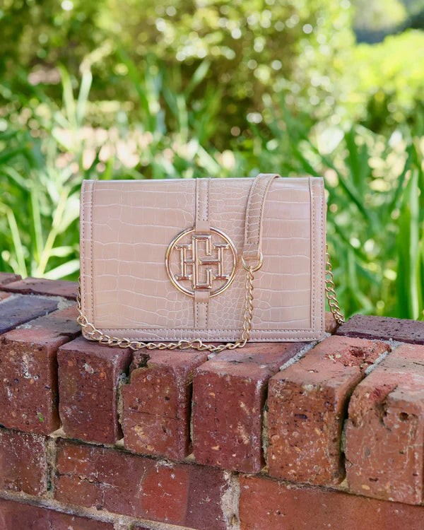 Caroline Hill - Cecilia Circle Logo Handbag "Latte EC"