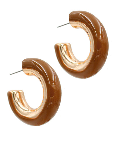 Chunky Color Enamel Hoops "Brown"