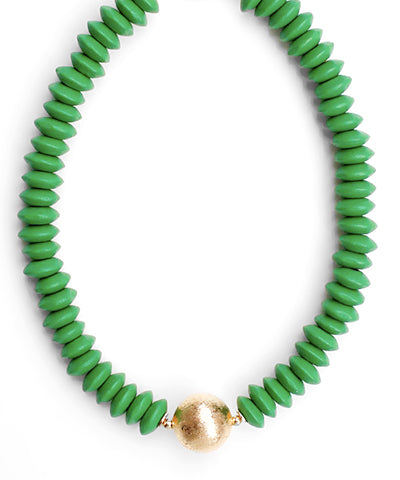 Wooden Bead & CCB Necklace "Green"