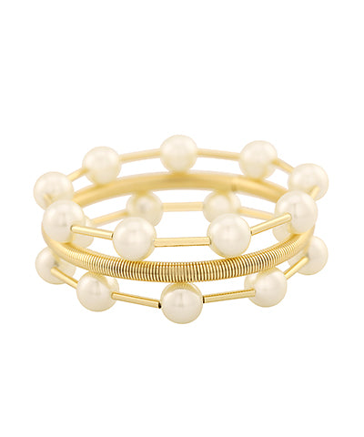 3 Row Pearl & Omega Bracelet