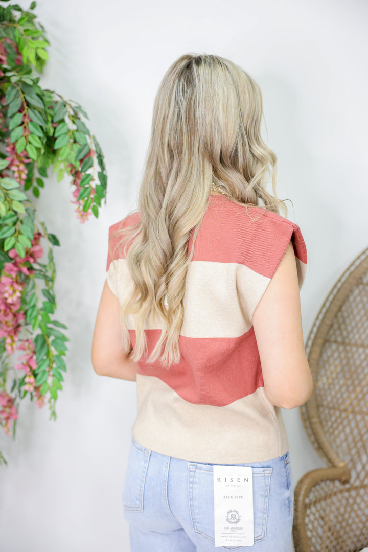 Sleeveless Striped Sweater Top