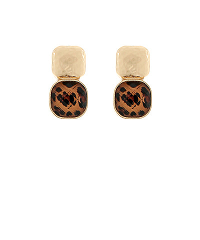 Leopard Faceted Stone Stud Earrings