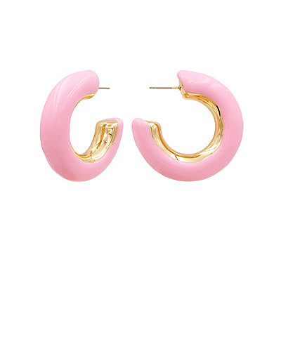 Chunky Color Enamel Hoops "Lt pink"