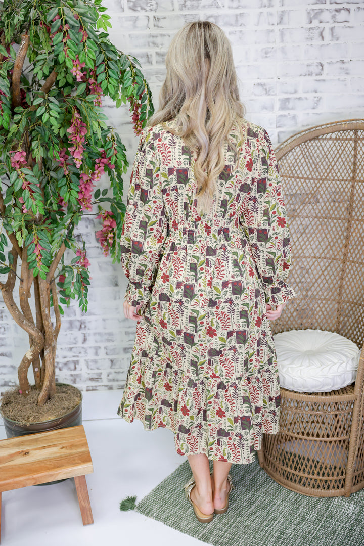 November Grace Midi Dress "Ecru Mix"