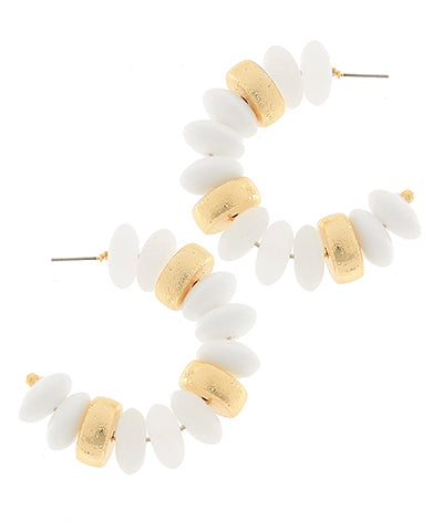 Blake Beaded Hoops "White/Gold"