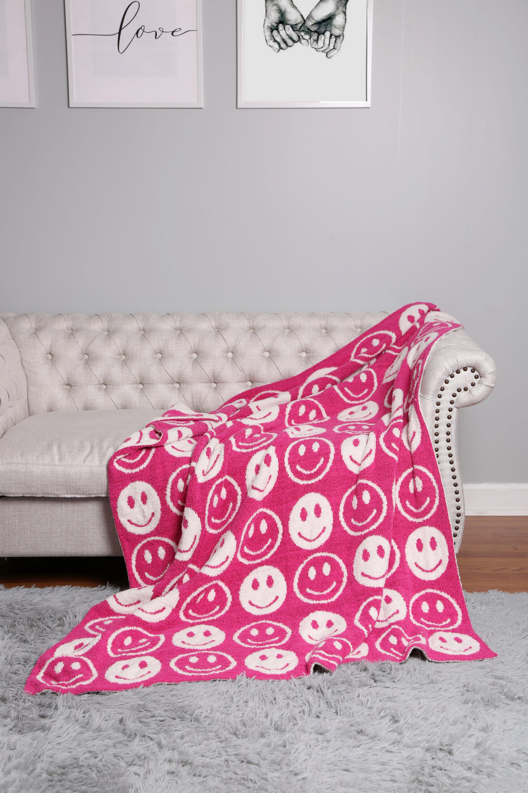 Happy Face Blanket "Pink"