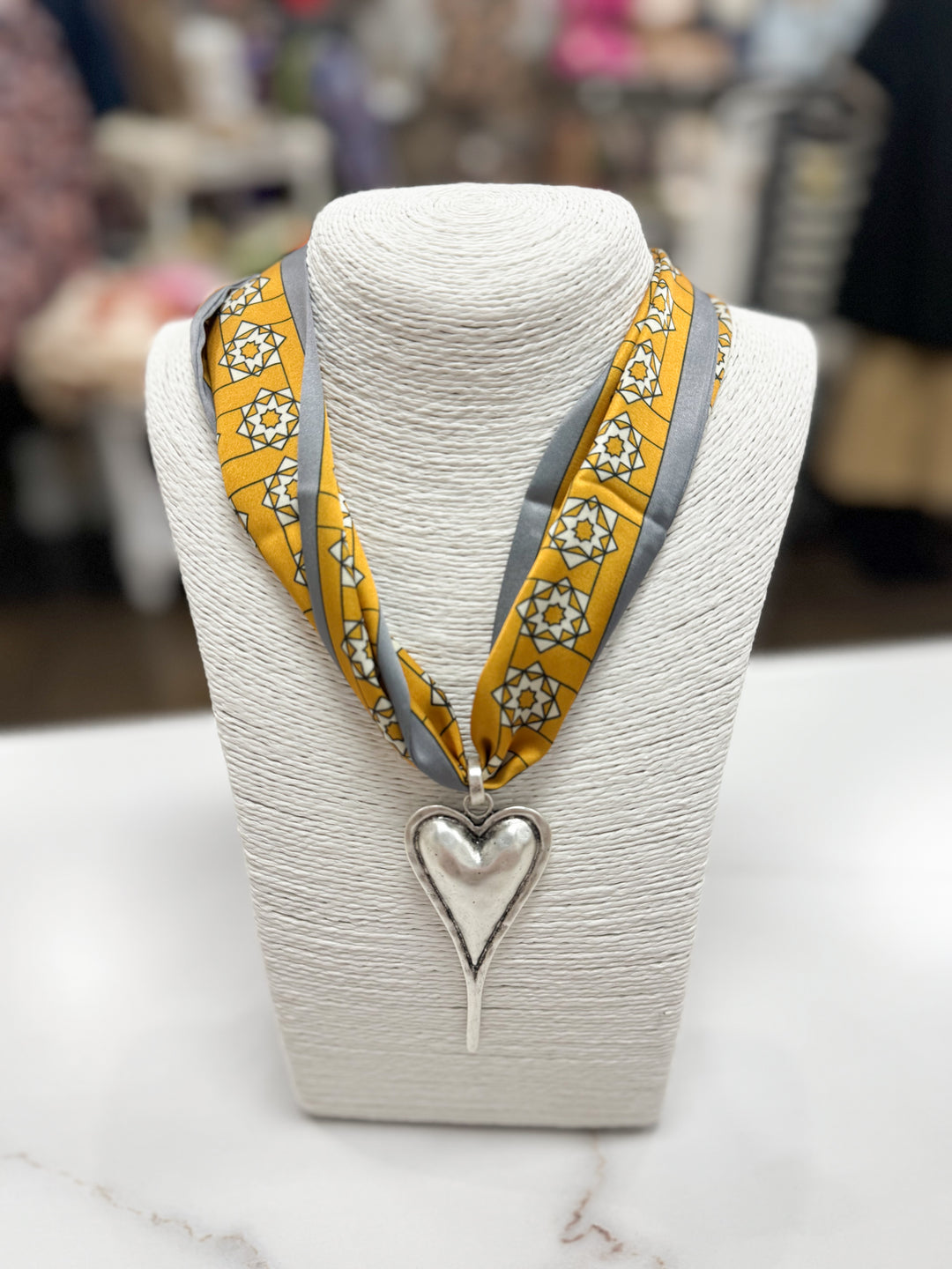 Hart Designs Jewelry - Grey/Gold Heart Scarf Necklace