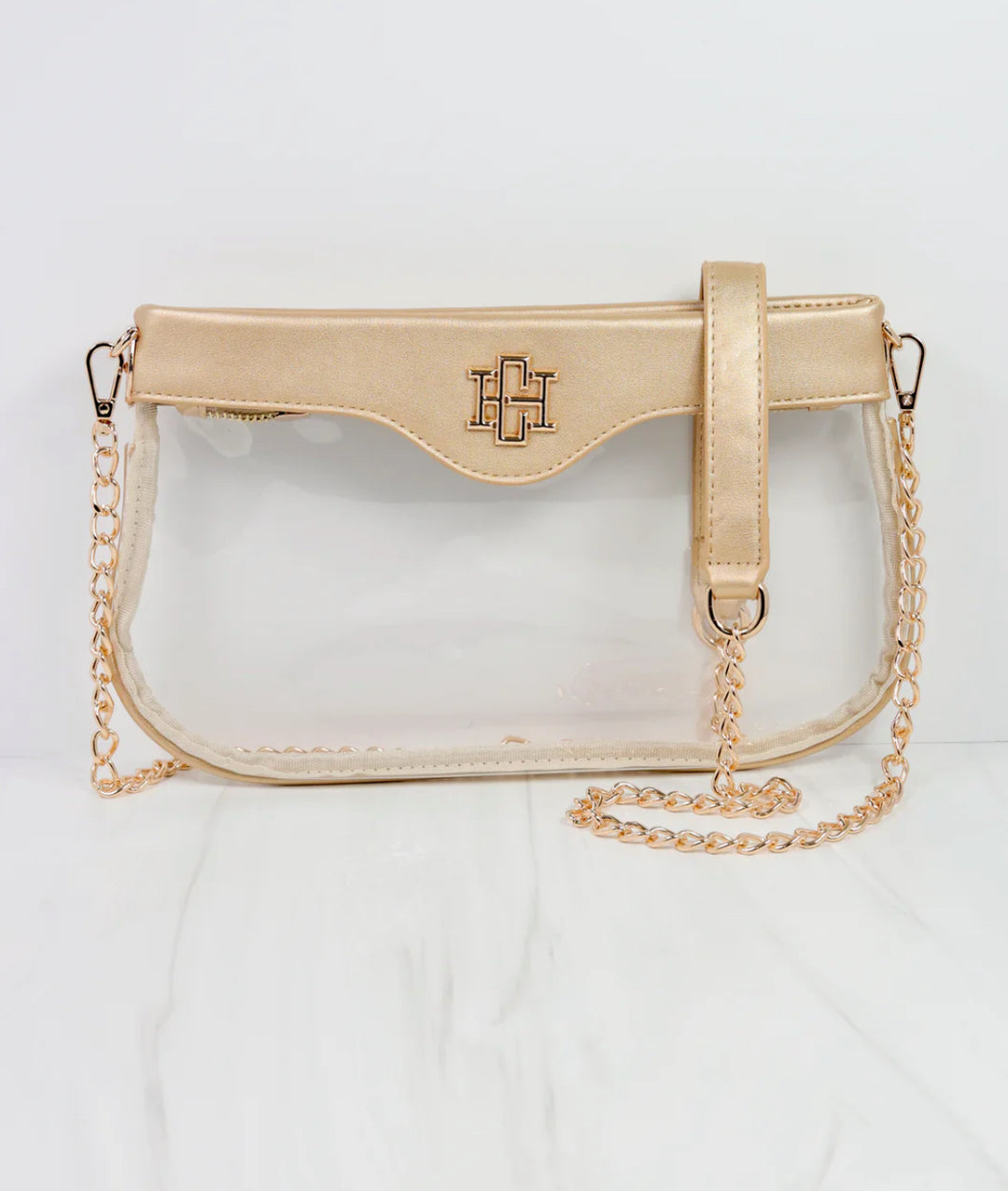 Caroline Hill - Madi Clear Crossbody "Gold"