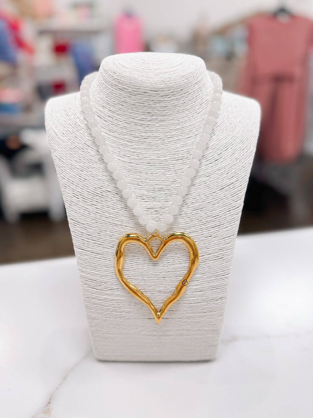 Hart Designs Jewelry - Beaded Heart Necklace "Clear"