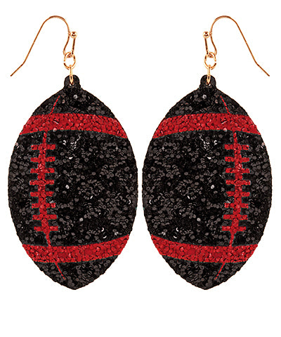 Glitter Football Earrings "Red/Black"
