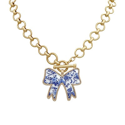 Chinoiserie Bow Print Necklace