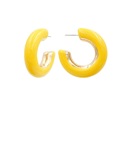Chunky Color Enamel Hoops "Yellow"