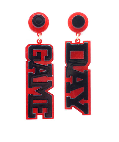 Gameday Letter Earrings "Red/Black"