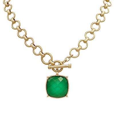 Mary Necklace "Lt.Green/Gold"