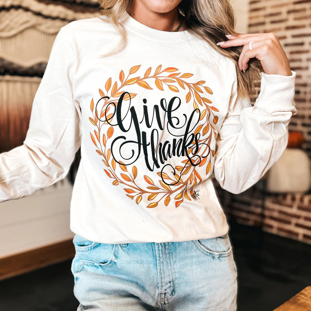 Give Thanks Long-sleeve Graphic Tee