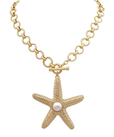 Starfish/Pearl Gold Necklace
