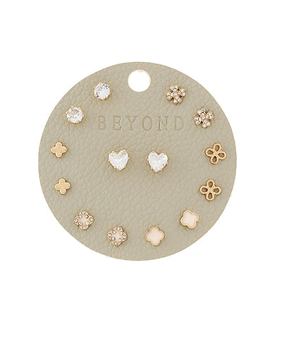 Clover & Heart Stud Earring Set