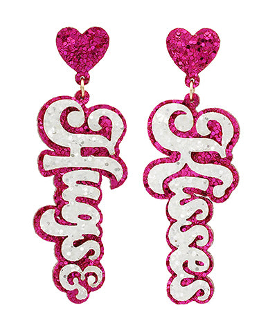 "Hugs & Kisses" Glitter Earrings