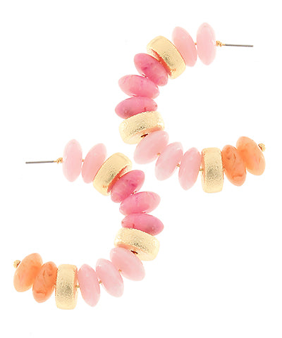 Blake Beaded Hoops "Peach/Gold"