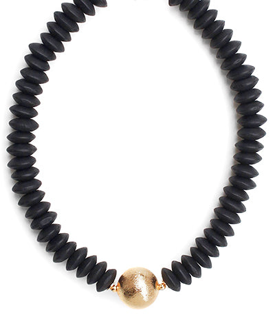 Wooden Bead & CCB Necklace "Black/Gold"