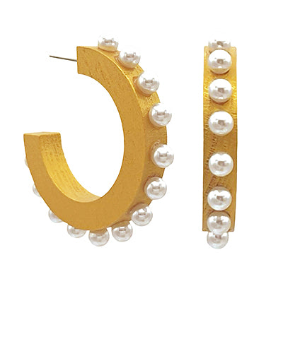 Wood & Pearl Hoops