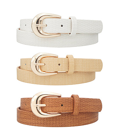 3 Set Metal Buckle Belt "White/Multi"