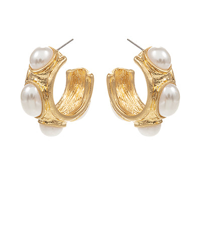 Pearly Heart Mini Hoops