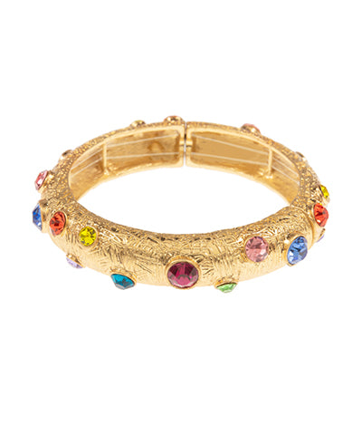 Stationed Color Stone Textured Bracelet