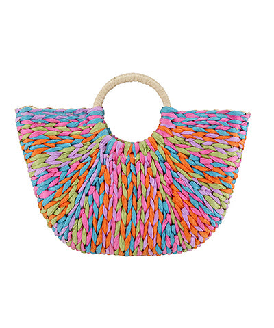 Spread Line Straw Tote "Multi"