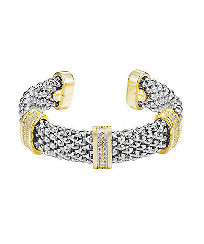 Twotone CZ Bar Cuff Bracelet