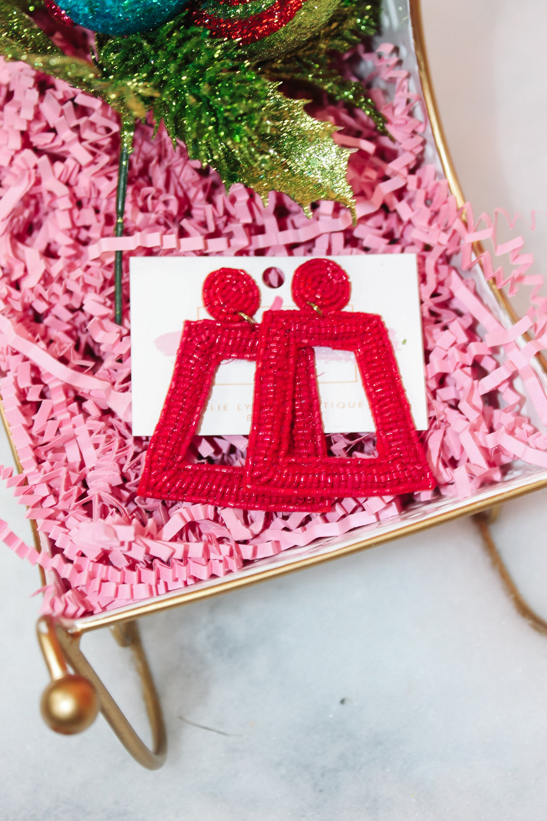 Square Color Pop Earrings "Red"