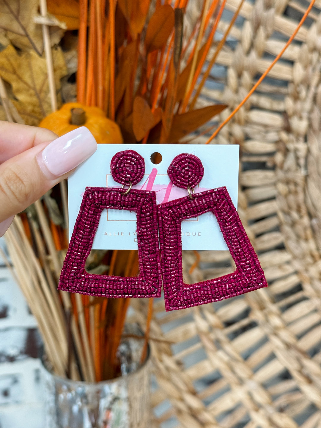 Square Color Pop Earrings "Maroon"
