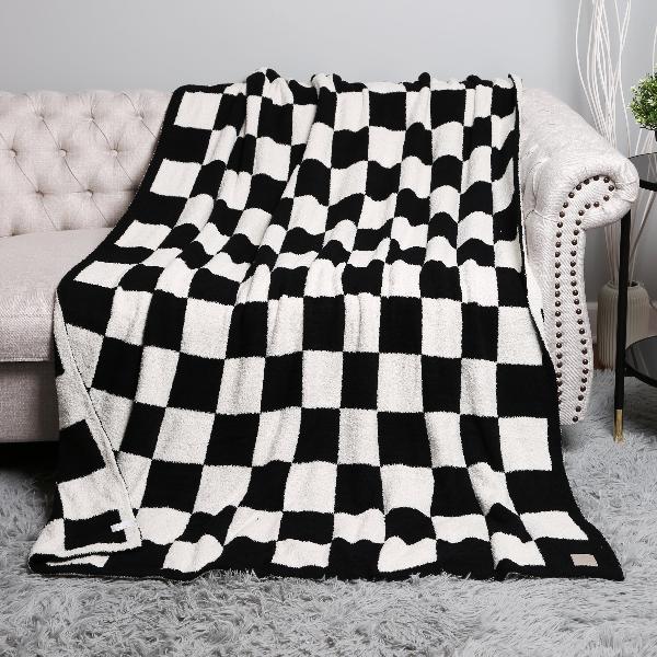 Checkered Cozy Blanket "Black"
