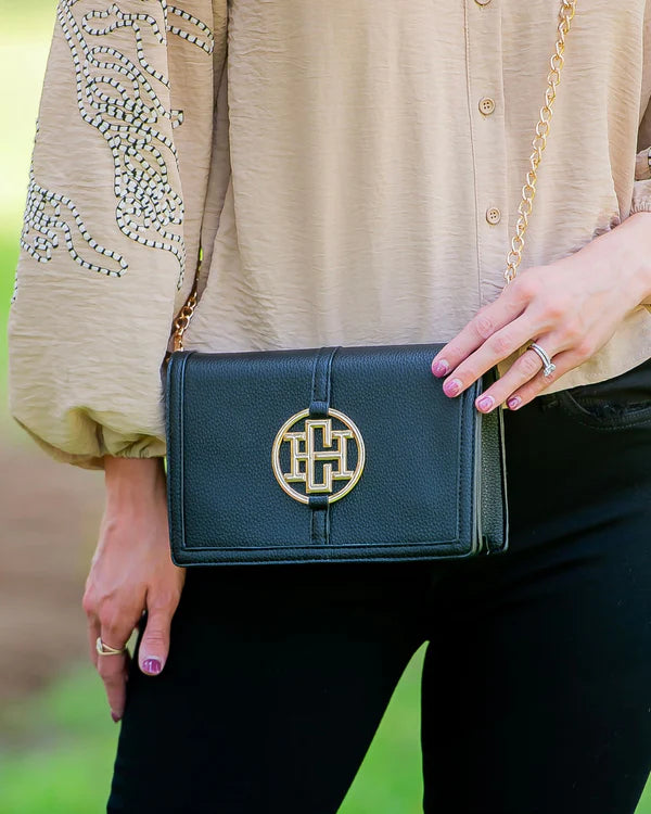 Caroline Hill - Cecilia Circle Logo Handbag "Black"